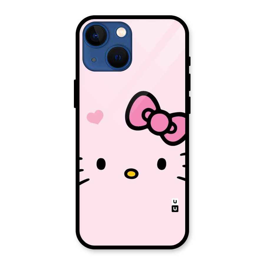 Cute Bow Face Glass Back Case for iPhone 13 Mini