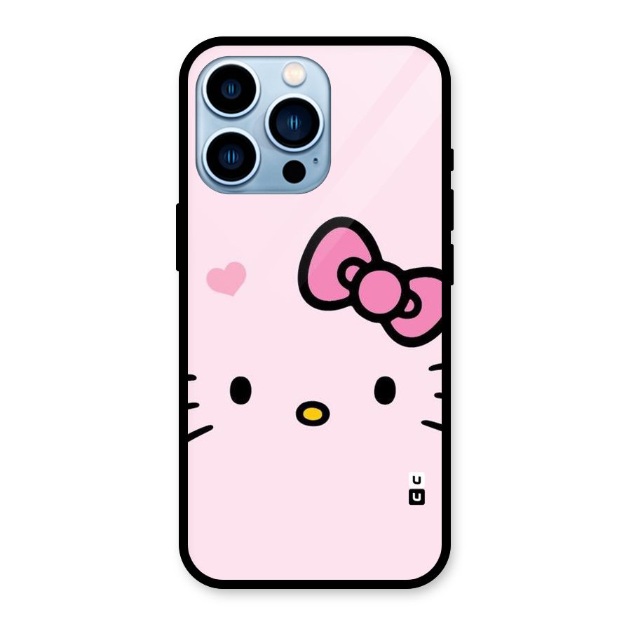 Cute Bow Face Glass Back Case for iPhone 13 Pro