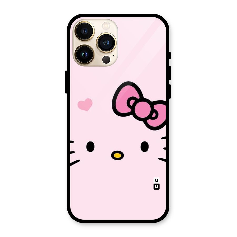 Cute Bow Face Glass Back Case for iPhone 13 Pro Max