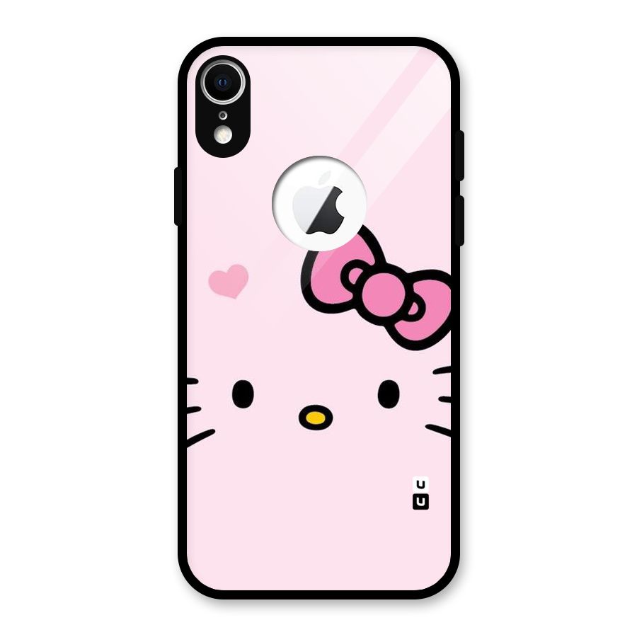 Cute Bow Face Glass Back Case for iPhone XR Logo Cut
