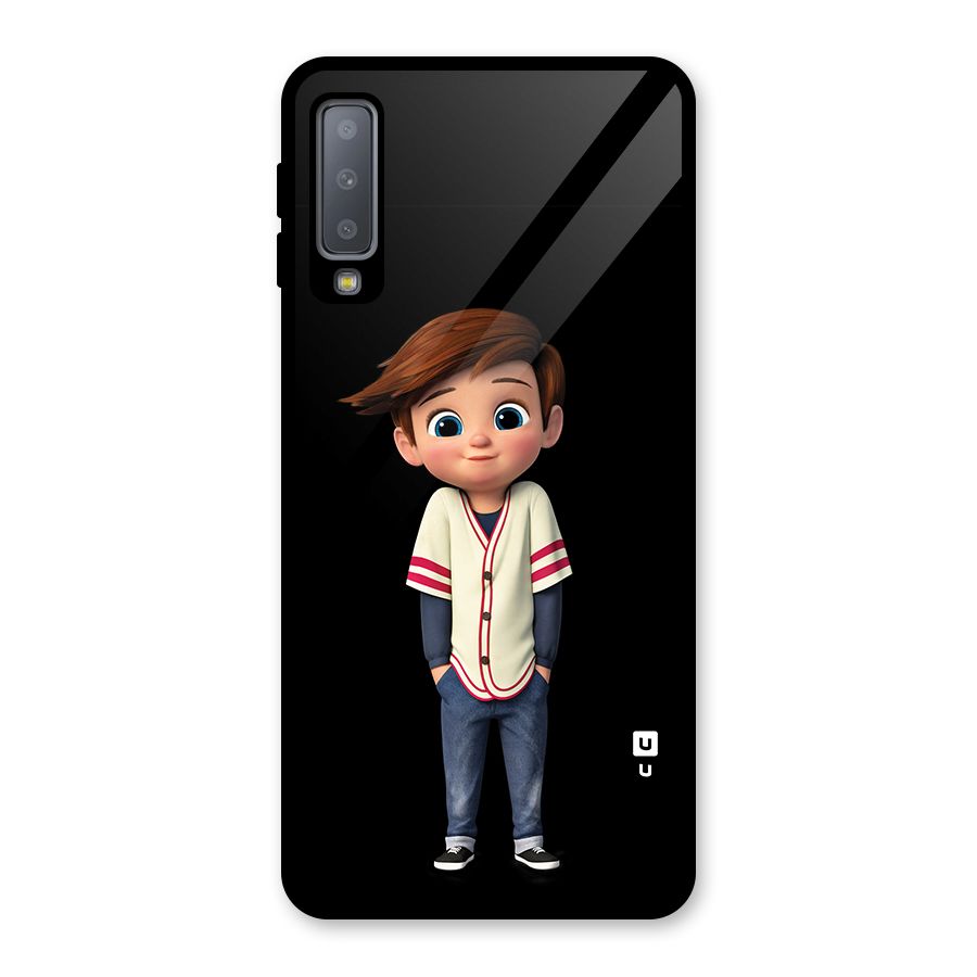 Cute Boy Tim Glass Back Case for Galaxy A7 (2018)