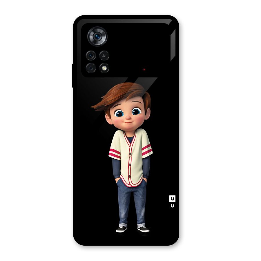 Cute Boy Tim Glass Back Case for Poco X4 Pro 5G