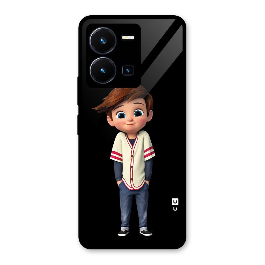 Cute Boy Tim Glass Back Case for Vivo Y35