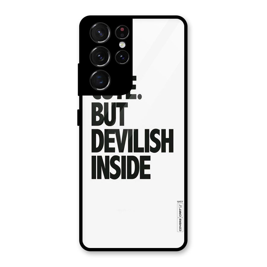 Cute But Devil Glass Back Case for Galaxy S21 Ultra 5G