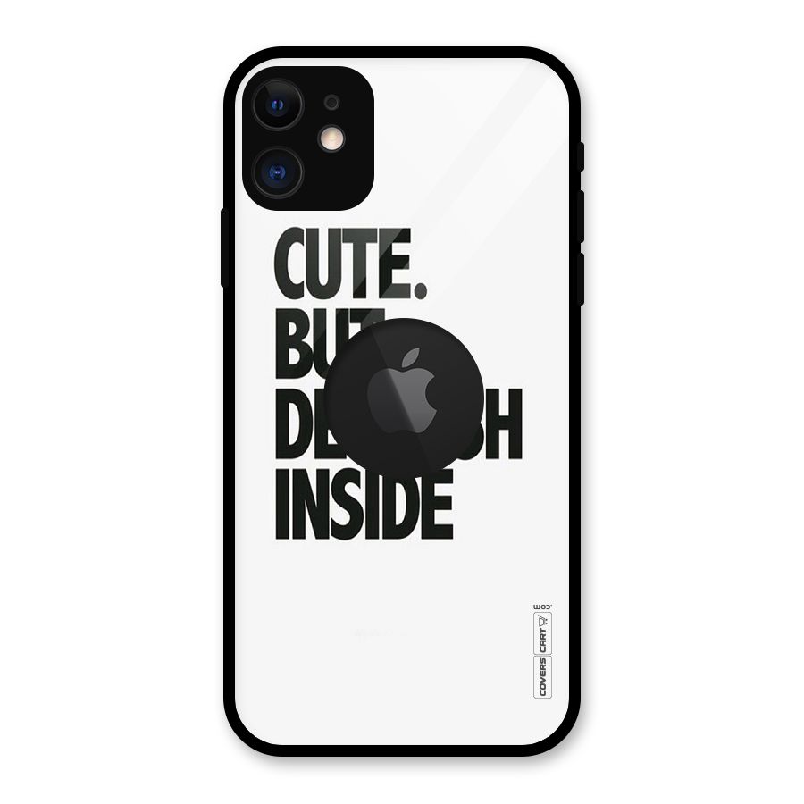 Cute But Devil Glass Back Case for iPhone 11 Logo Cut
