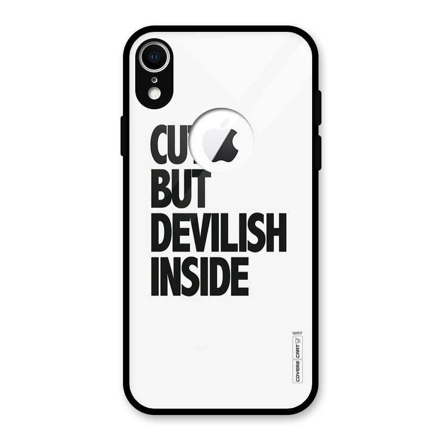 Cute But Devil Glass Back Case for iPhone XR Logo Cut