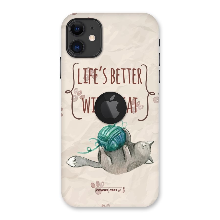 Cute Cat Back Case for iPhone 11 Logo Cut