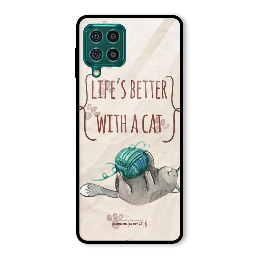 Cute Cat Glass Back Case for Galaxy F62