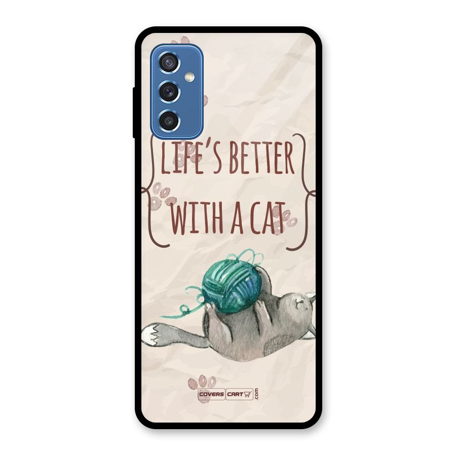 Cute Cat Glass Back Case for Galaxy M52 5G