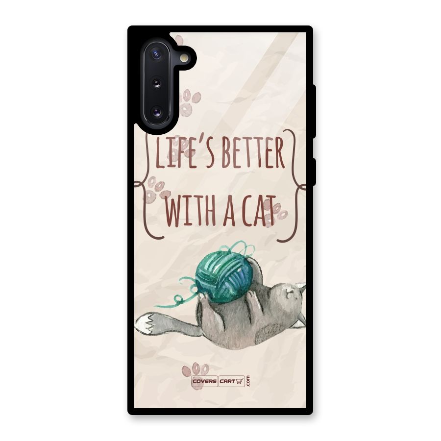 Cute Cat Glass Back Case for Galaxy Note 10