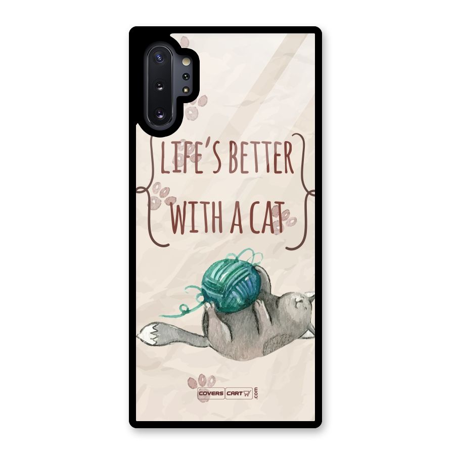 Cute Cat Glass Back Case for Galaxy Note 10 Plus