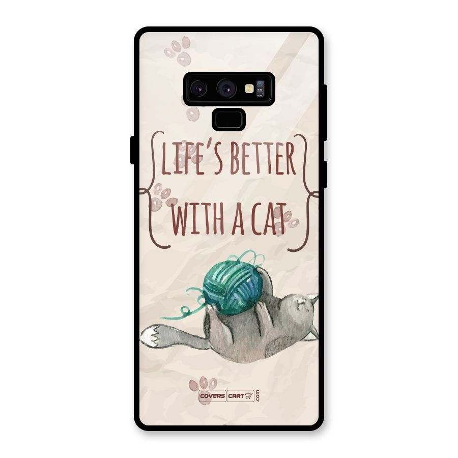 Cute Cat Glass Back Case for Galaxy Note 9