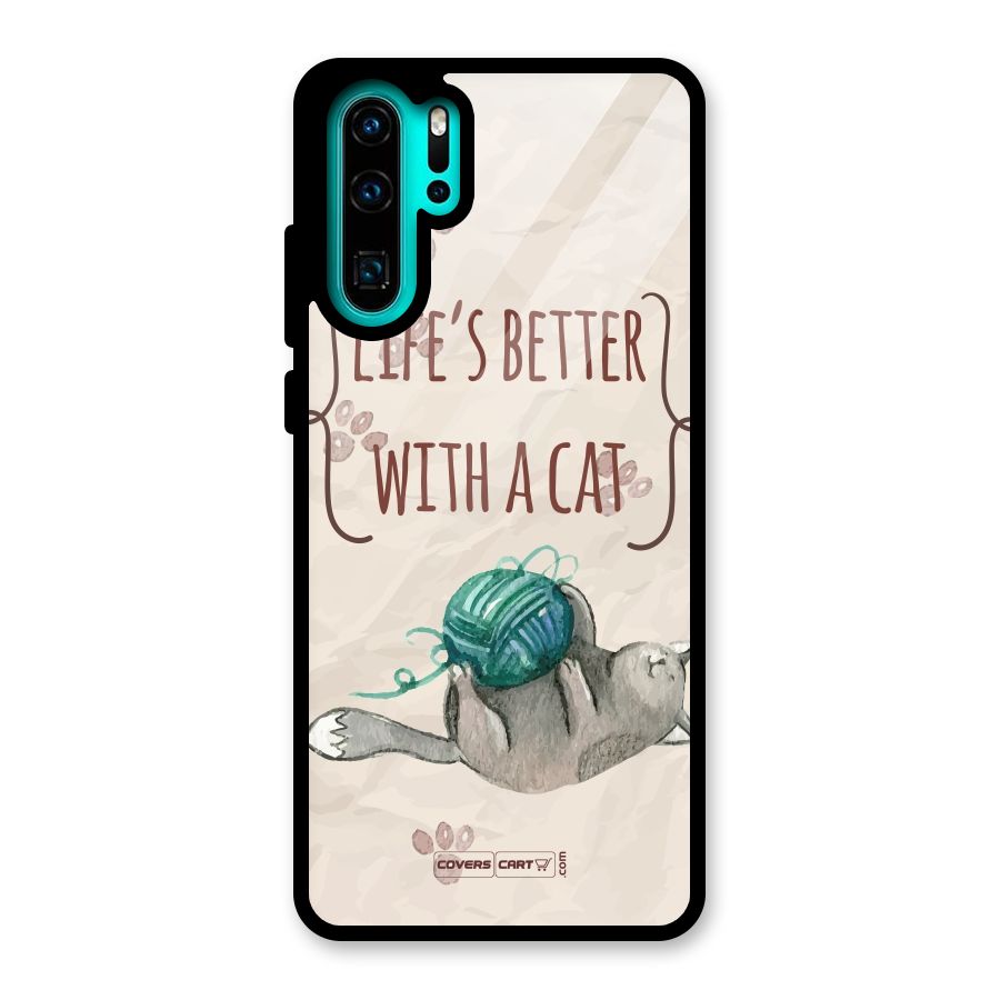 Cute Cat Glass Back Case for Huawei P30 Pro