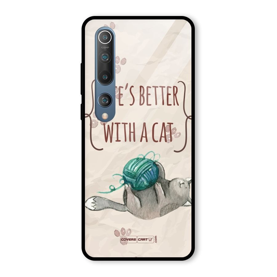 Cute Cat Glass Back Case for Mi 10