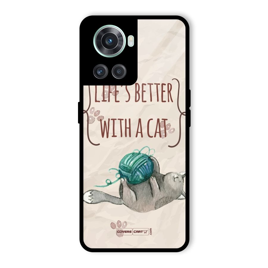 Cute Cat Glass Back Case for OnePlus 10R