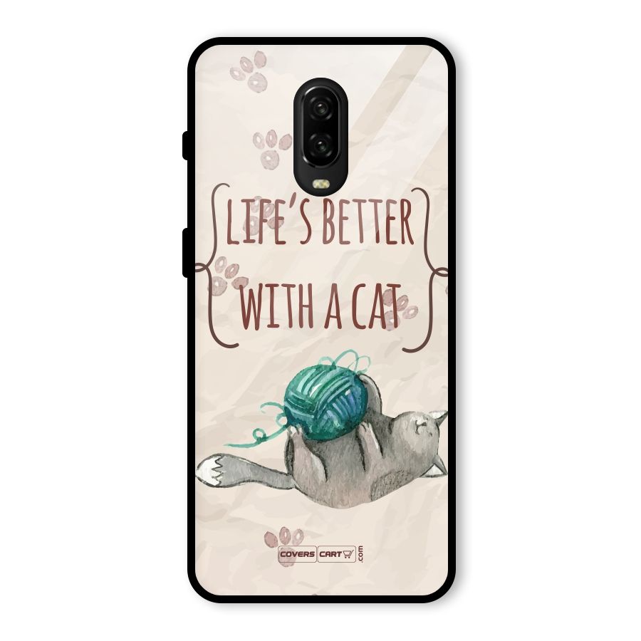 Cute Cat Glass Back Case for OnePlus 6T