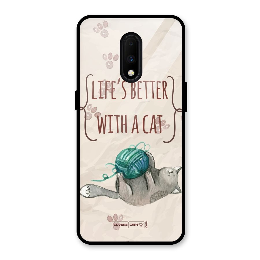 Cute Cat Glass Back Case for OnePlus 7