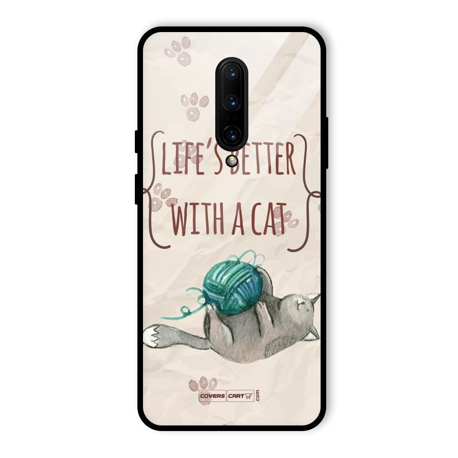 Cute Cat Glass Back Case for OnePlus 7 Pro