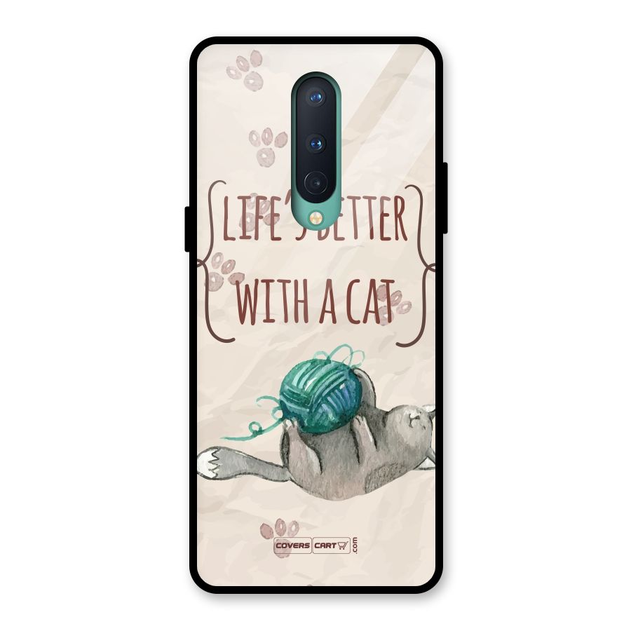 Cute Cat Glass Back Case for OnePlus 8