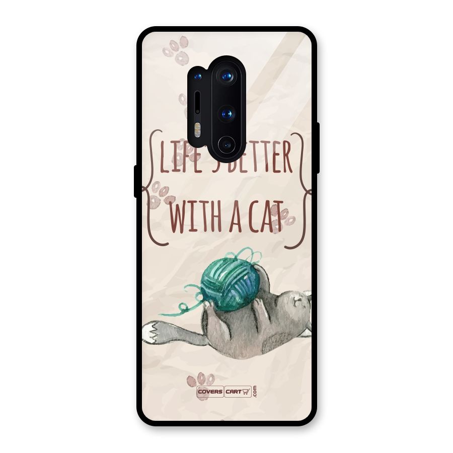 Cute Cat Glass Back Case for OnePlus 8 Pro