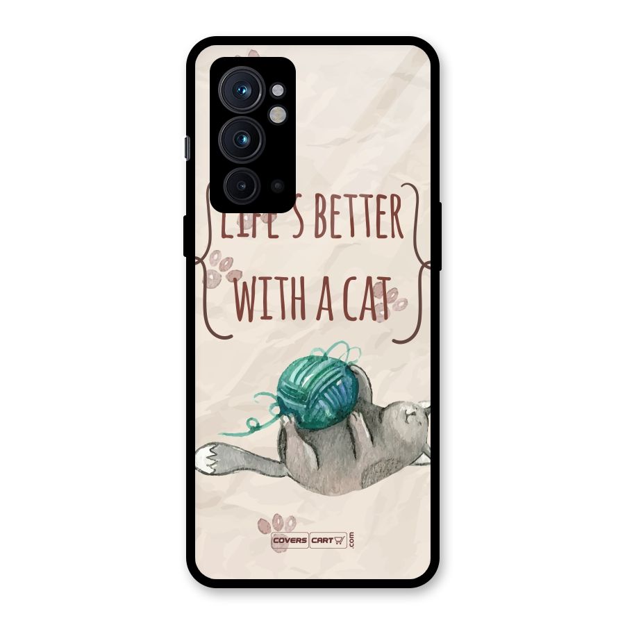 Cute Cat Glass Back Case for OnePlus 9RT 5G