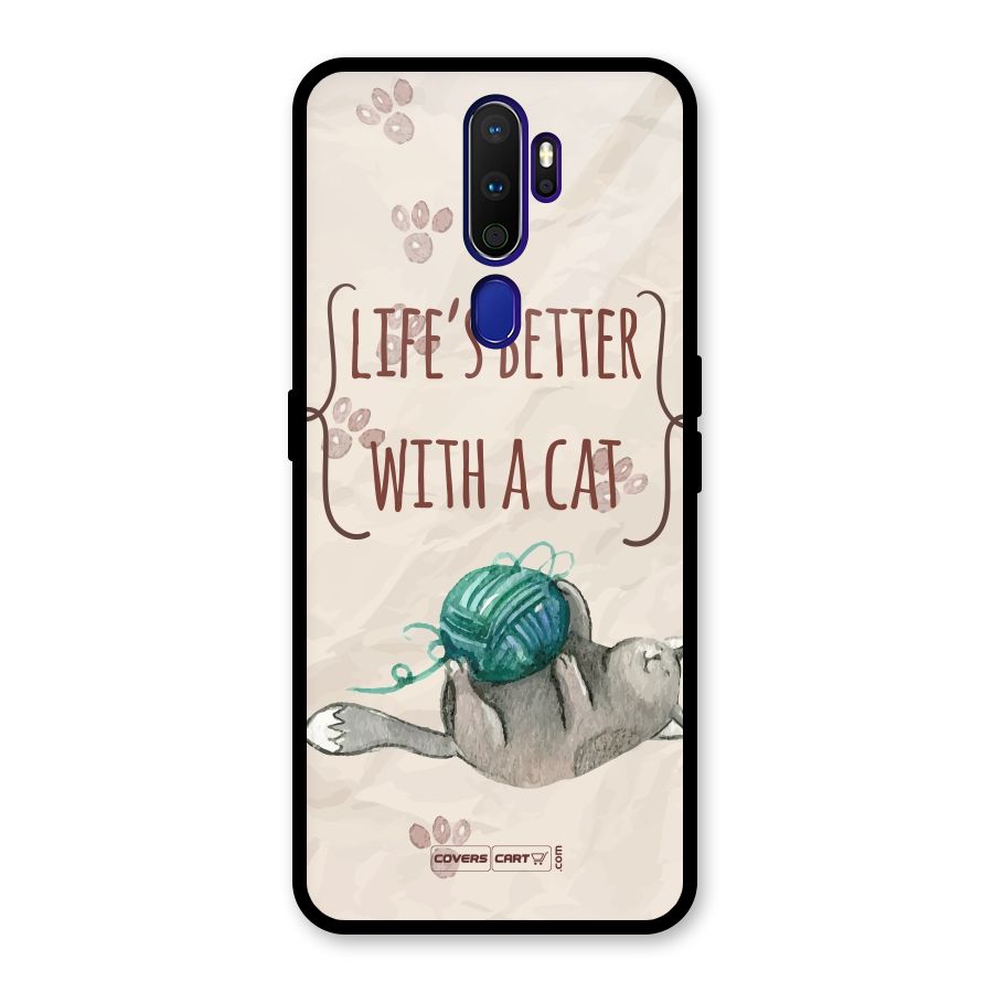 Cute Cat Glass Back Case for Oppo A9 (2020)