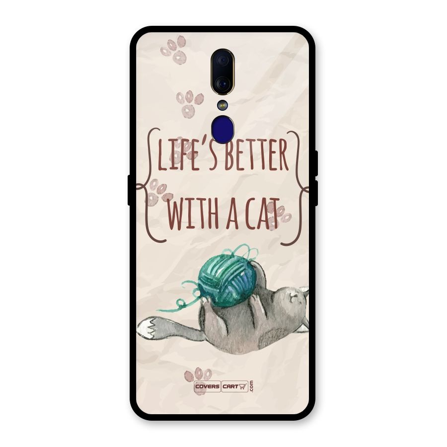 Cute Cat Glass Back Case for Oppo F11