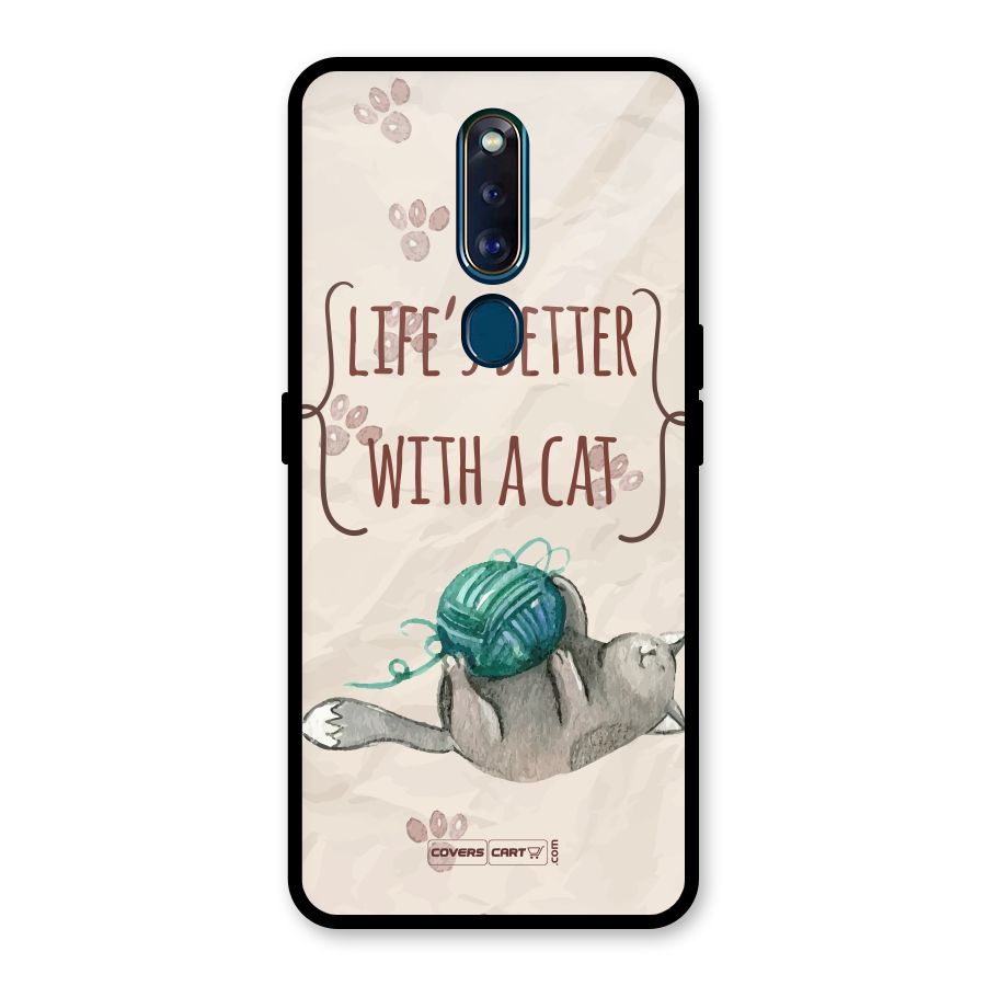 Cute Cat Glass Back Case for Oppo F11 Pro
