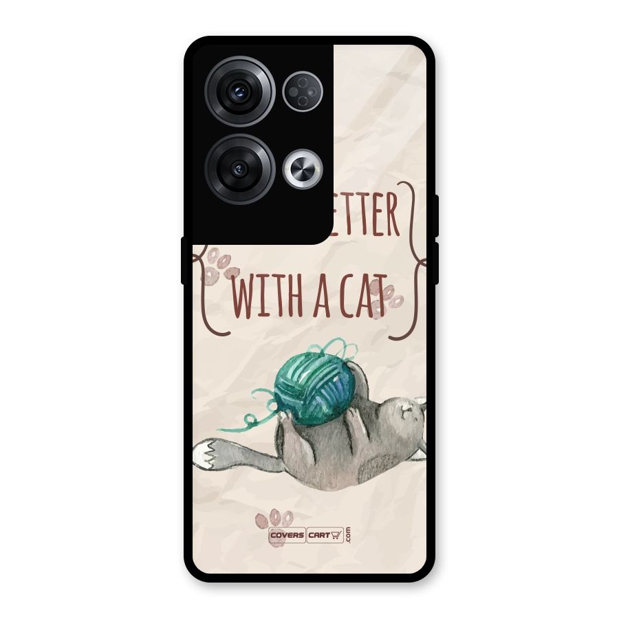 Cute Cat Glass Back Case for Oppo Reno8 Pro 5G