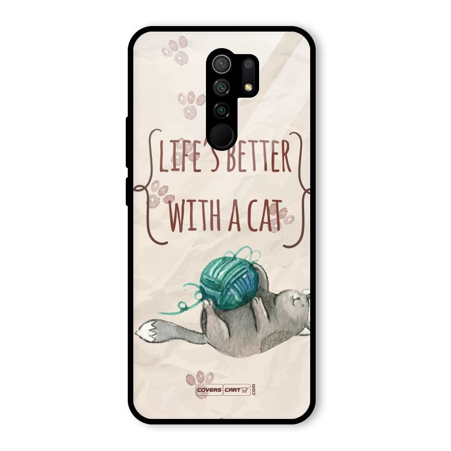 Cute Cat Glass Back Case for Poco M2