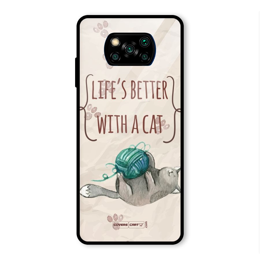 Cute Cat Glass Back Case for Poco X3 Pro