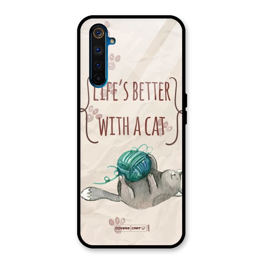 Cute Cat Glass Back Case for Realme 6 Pro