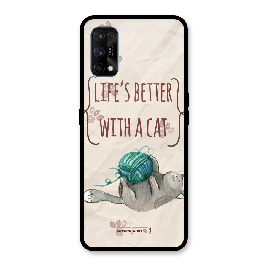 Cute Cat Glass Back Case for Realme 7 Pro