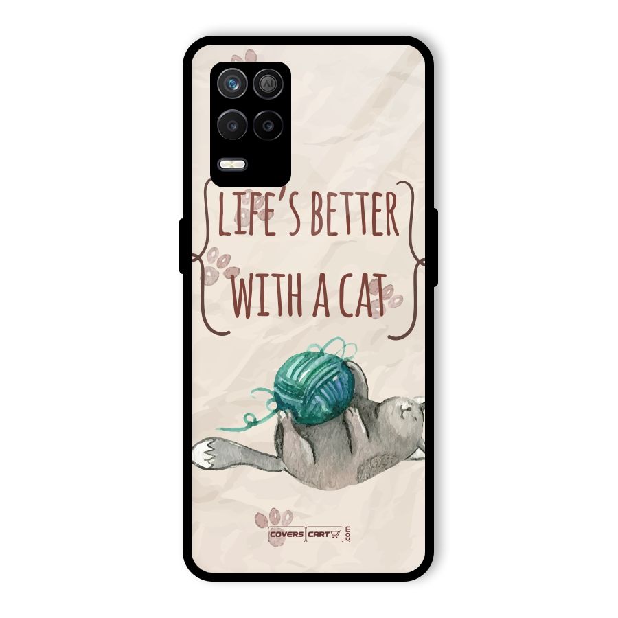 Cute Cat Glass Back Case for Realme 8 5G