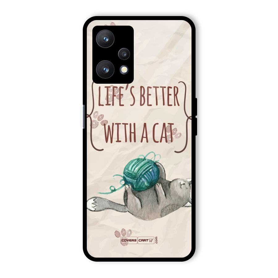 Cute Cat Glass Back Case for Realme 9 Pro 5G