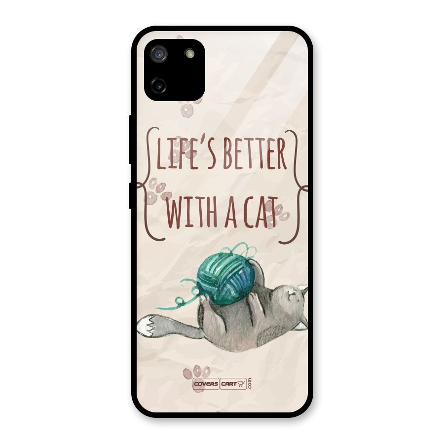 Cute Cat Glass Back Case for Realme C11