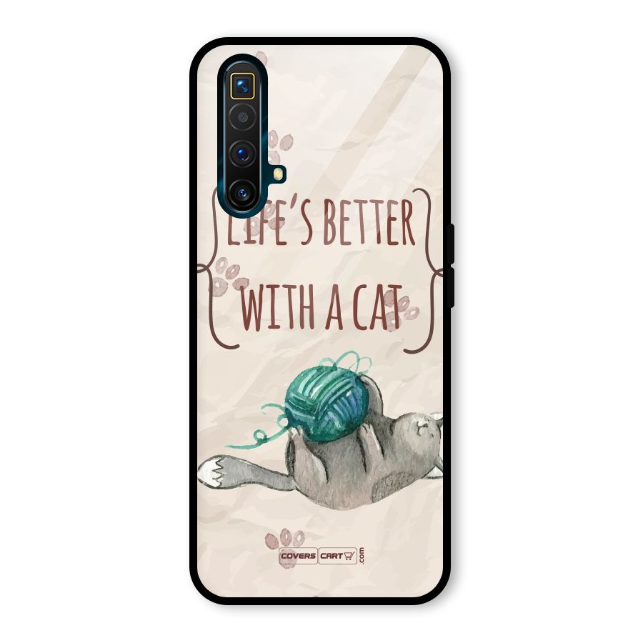 Cute Cat Glass Back Case for Realme X3