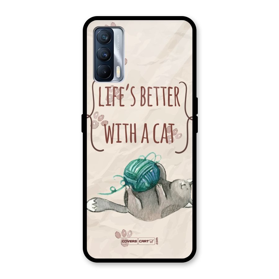 Cute Cat Glass Back Case for Realme X7