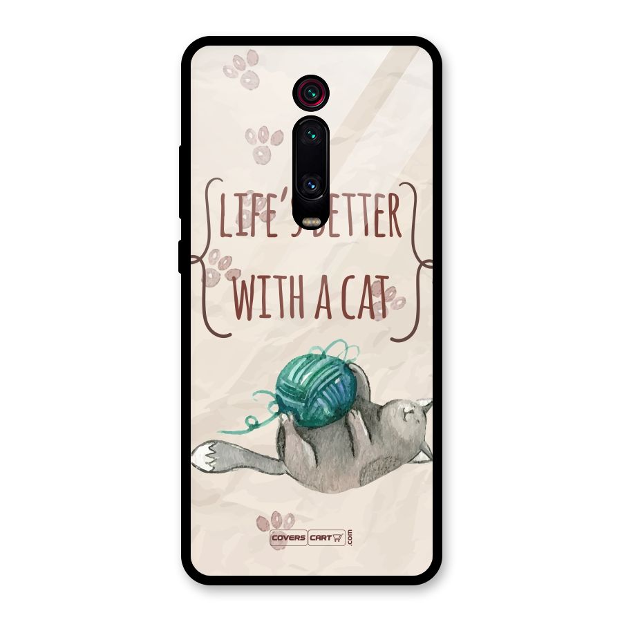 Cute Cat Glass Back Case for Redmi K20