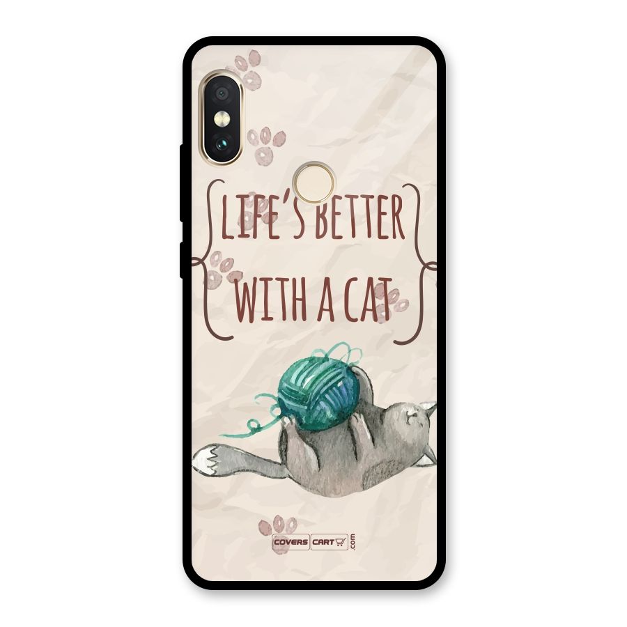 Cute Cat Glass Back Case for Redmi Note 5 Pro