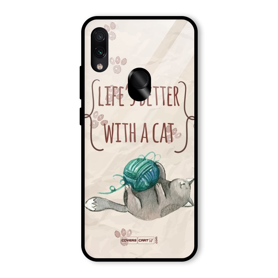 Cute Cat Glass Back Case for Redmi Note 7 Pro