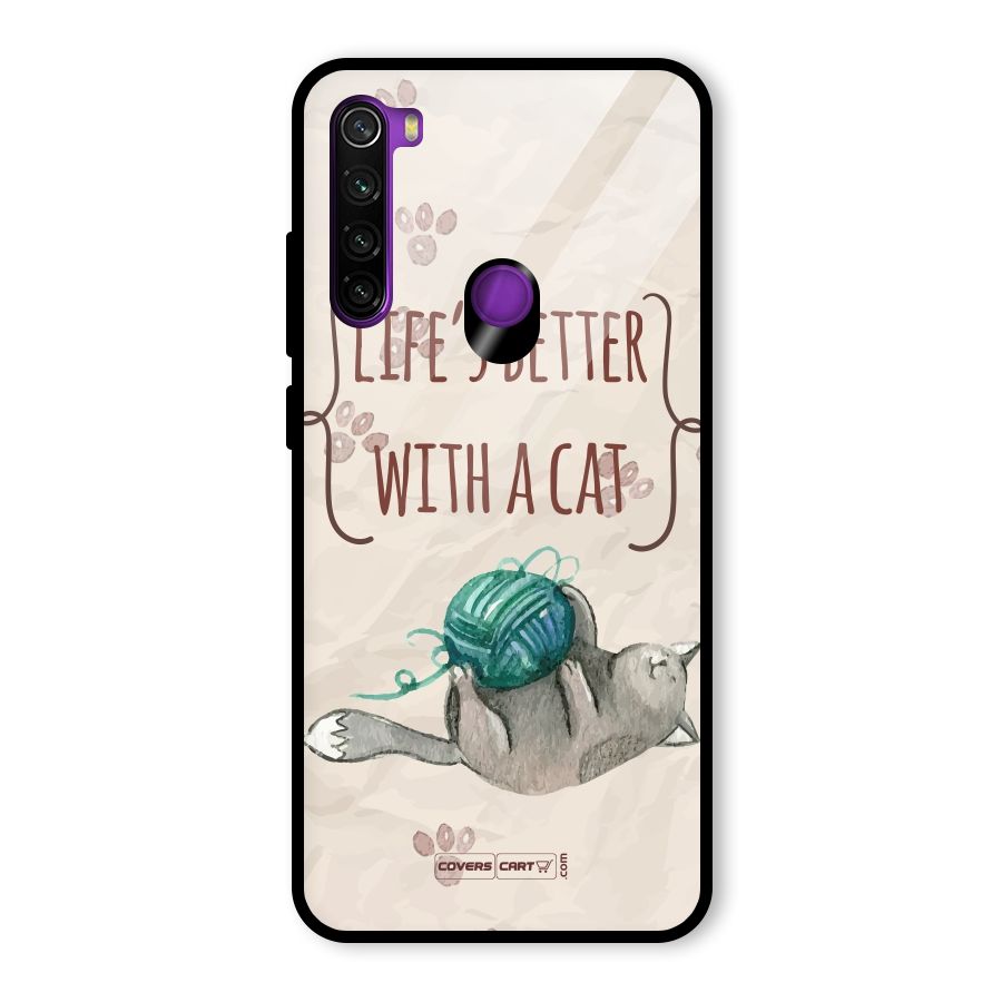 Cute Cat Glass Back Case for Redmi Note 8