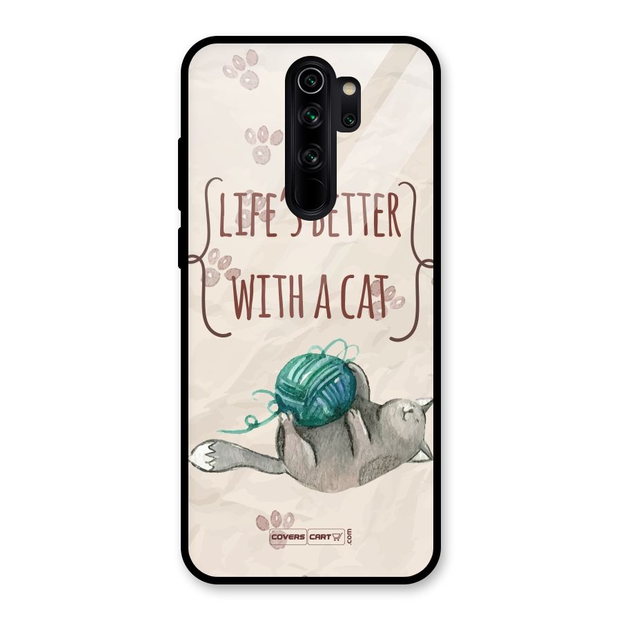 Cute Cat Glass Back Case for Redmi Note 8 Pro
