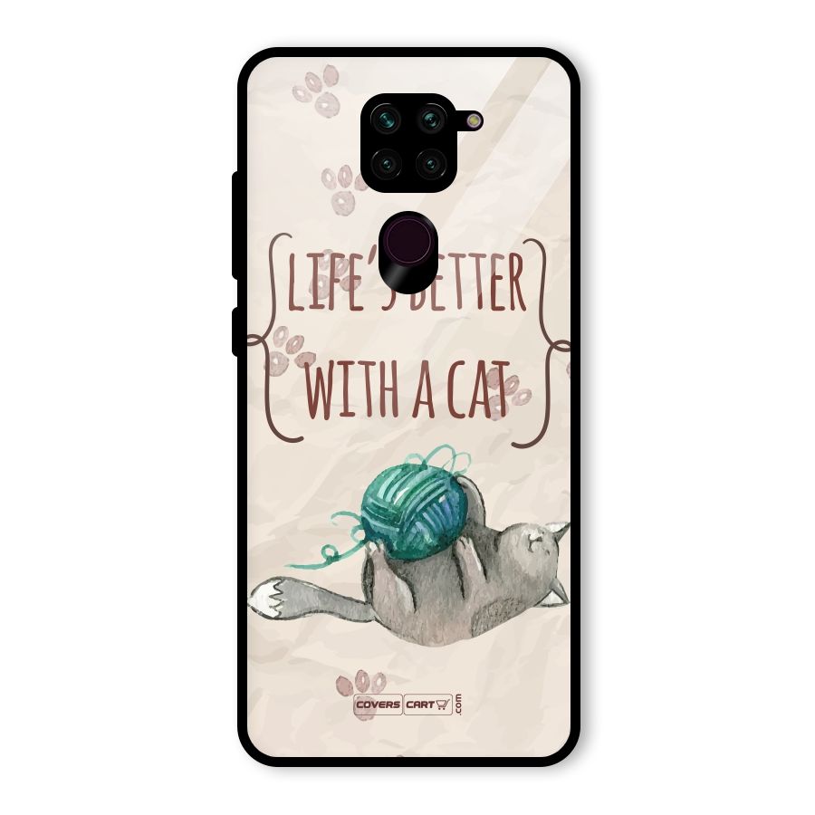 Cute Cat Glass Back Case for Redmi Note 9