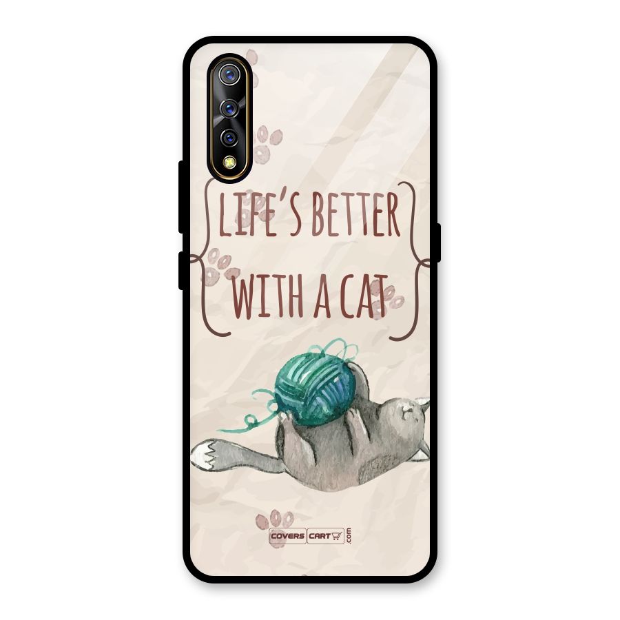 Cute Cat Glass Back Case for Vivo S1
