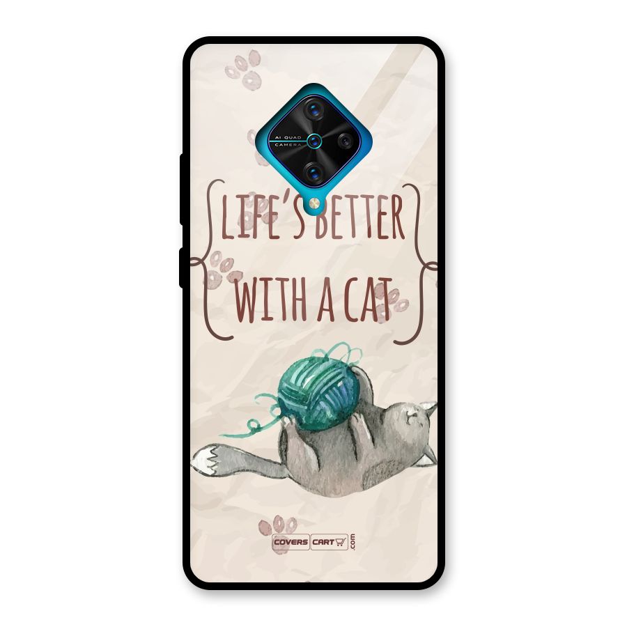 Cute Cat Glass Back Case for Vivo S1 Pro