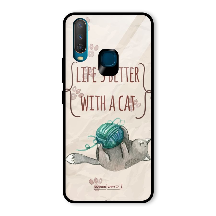 Cute Cat Glass Back Case for Vivo U10