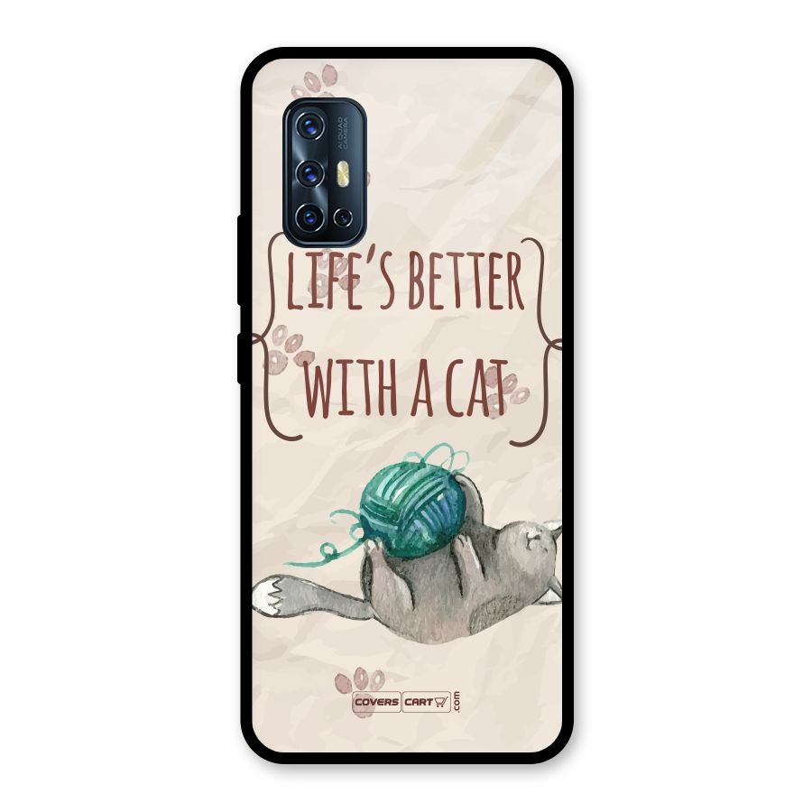 Cute Cat Glass Back Case for Vivo V17