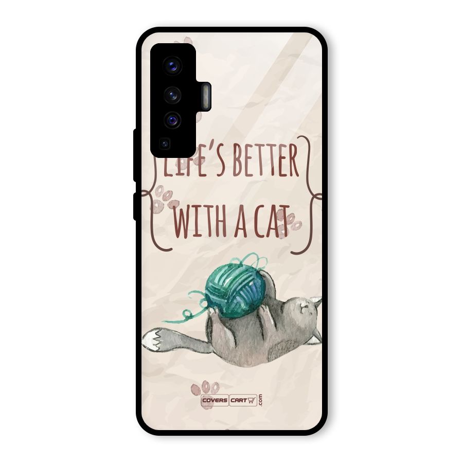 Cute Cat Glass Back Case for Vivo X50