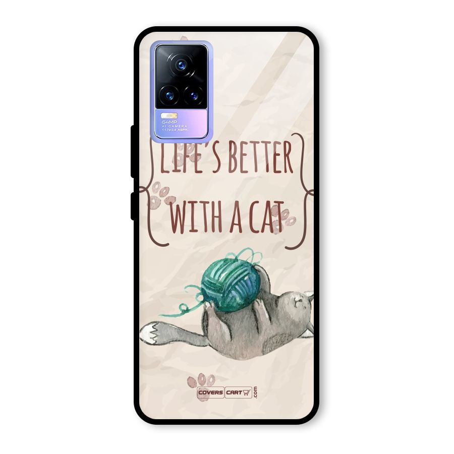 Cute Cat Glass Back Case for Vivo Y73